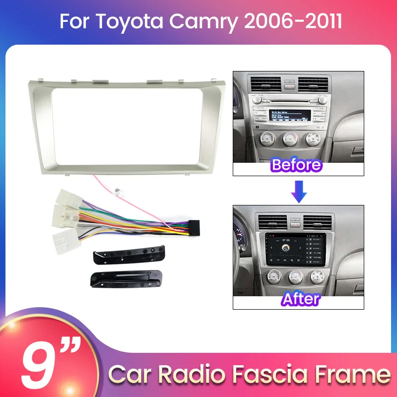 

9 Inch Car Radio Frame Adapter for Toyota Camry 2006-2011 Dash Stereo GPS Mount Kit DVD Player Install Panel Cover Fascia Cable