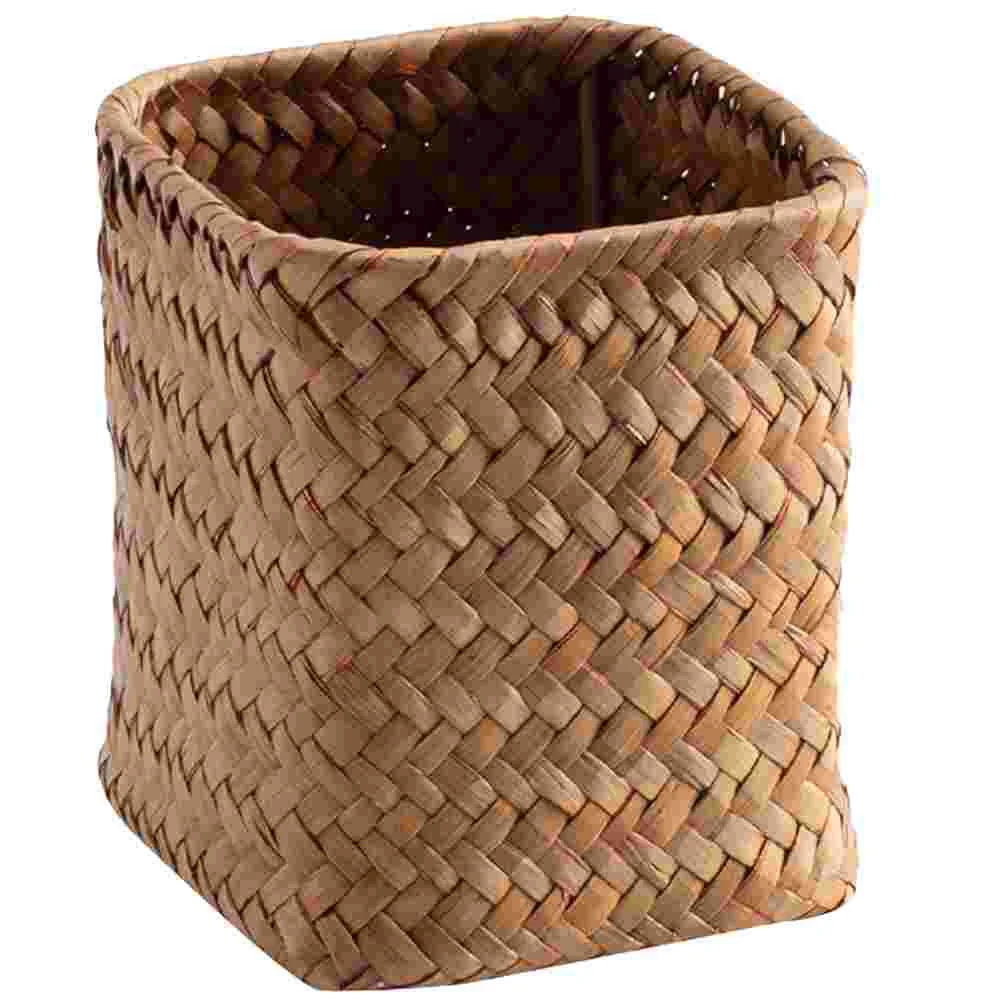 

Pen Holder Straw Woven Pen Holder Makeup Brush Cup Desktop Pen Organizer straw pen holder cutlery holder