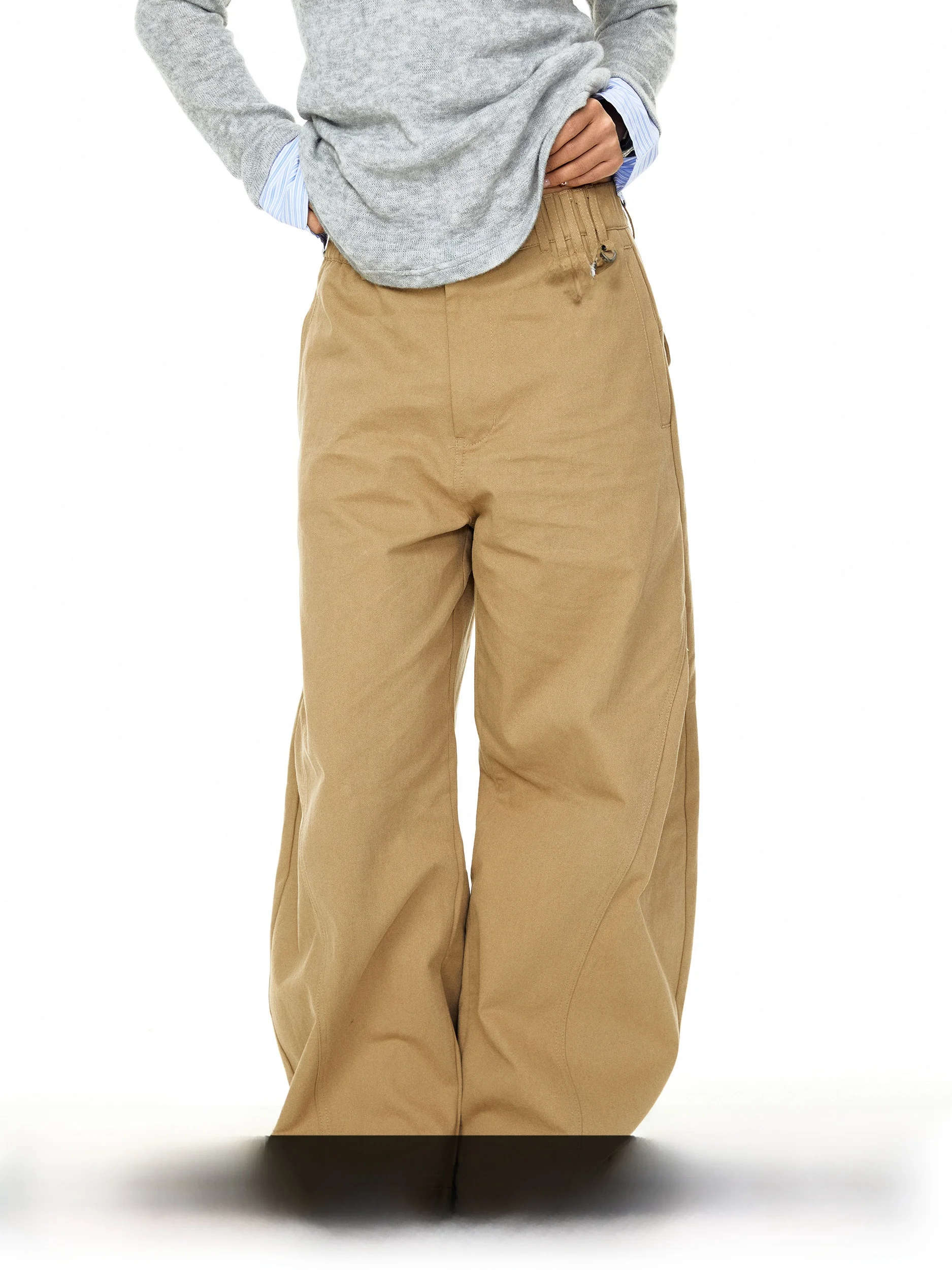 

Женские брюки Blabb с высокой талией, широкими штанинами, в рабочем стиле, повседневные, весенние, новые, свободные, струящиеся, стройнящие, в пол