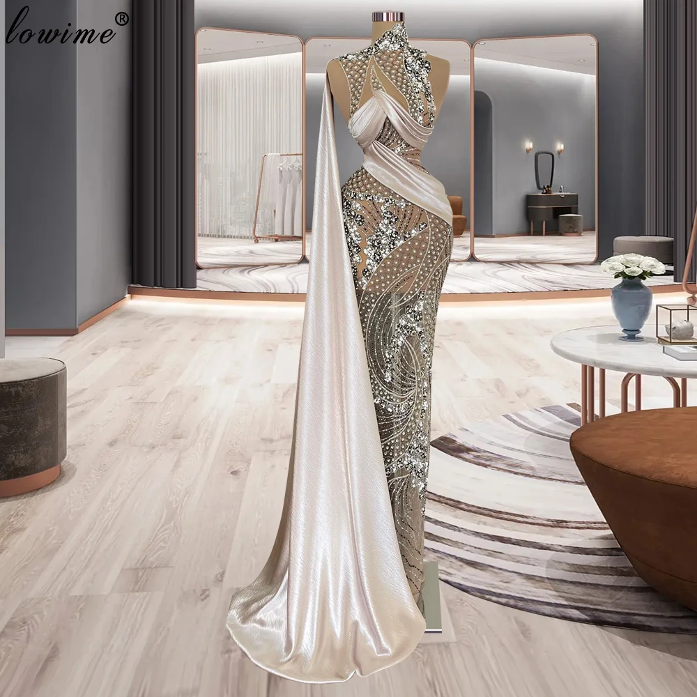 

Illusion Heavy Handmade Beaded Prom Dresses Luxury Sleeveless Celebrity Dresses With Crystals Vestidos De Noche Evening Gowns