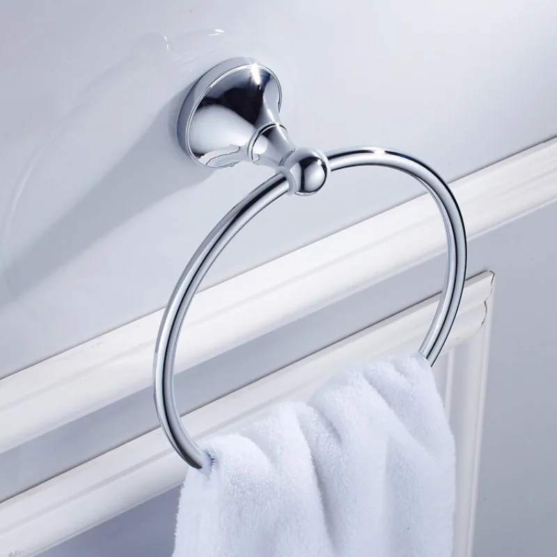 Bathroom Hardware Electroplated Chrome Towel Ring Brass Simple Hanging Towel Bathroom Fixture Wholesale Offer Dropshipping