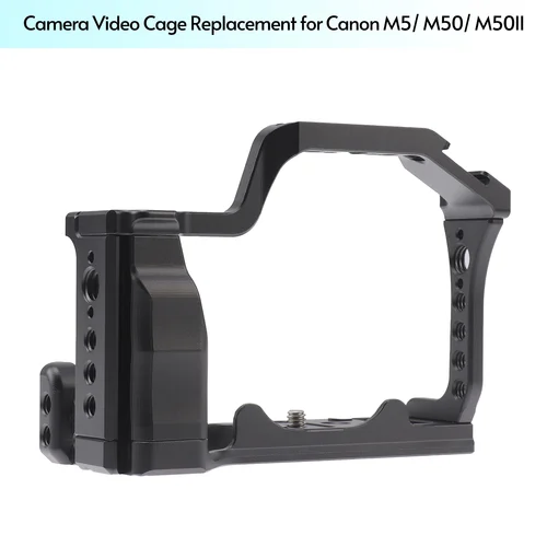 Imagen 1 del producto Jaula de cámara jaula de vídeo de aleación de aluminio para cámara sin espejo Canon M5 M50 M50II con soporte de zapata fría orificios de tornillo de 1/4 pulgadas y 3/8 pulgadas