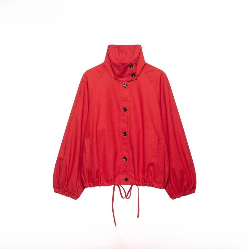 Fashionable ZR Style Early Autumn New Women's Pilot Jacket Stand Collar Outerwear Polyester Fiber Long Sleeve Non-Shrink