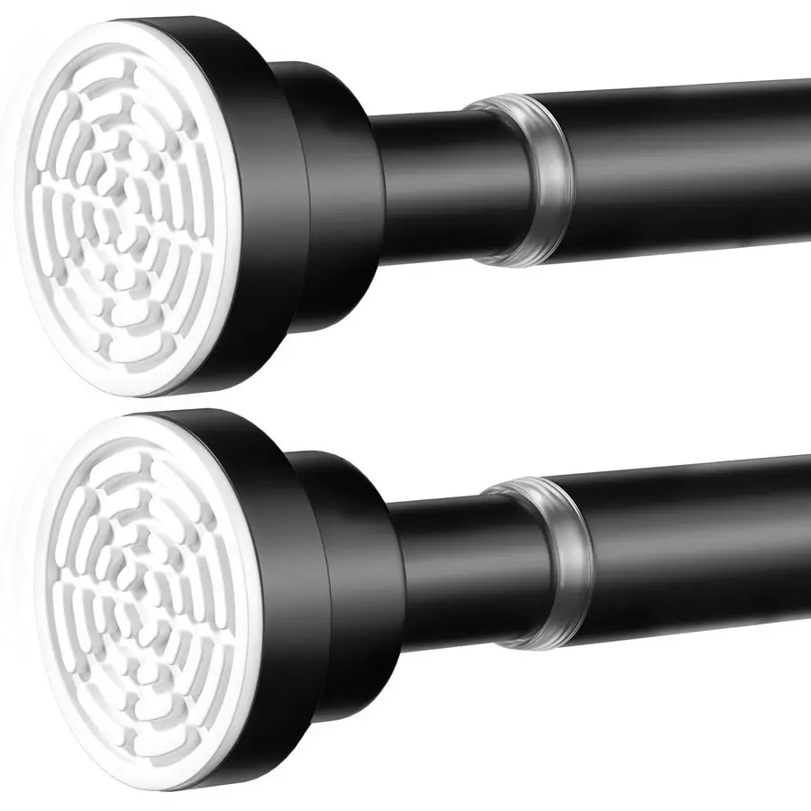 

Black Spring Tension Curtain Rod No Drilling 3063Inch2PCS,NonSlip Adjustable Tension Rod,Tension Rods For Windows NonRust,Spring