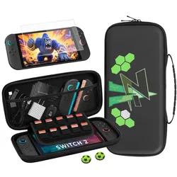 For Switch 2 (2025) Carrying Case, Protective Hard Shell Portable Travel Storage Bag w/ Glass Screen Protector & Thumb Grip Caps