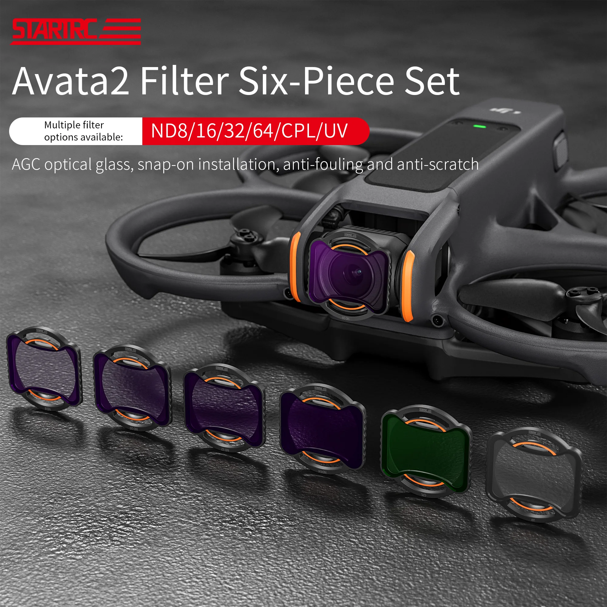 STARTRC Filter For DJI Avata 2 Drone CPL Filter Light Reduction Six-Piece CPL Polarizer ND8/16/32/64/256 Avata 2 Accessories