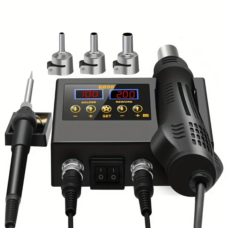 1 set Digital Temperature Adjustable 2-in-1 Soldering Station with Hot Air Gun - Perfect for PCB and IC Repair and Rework