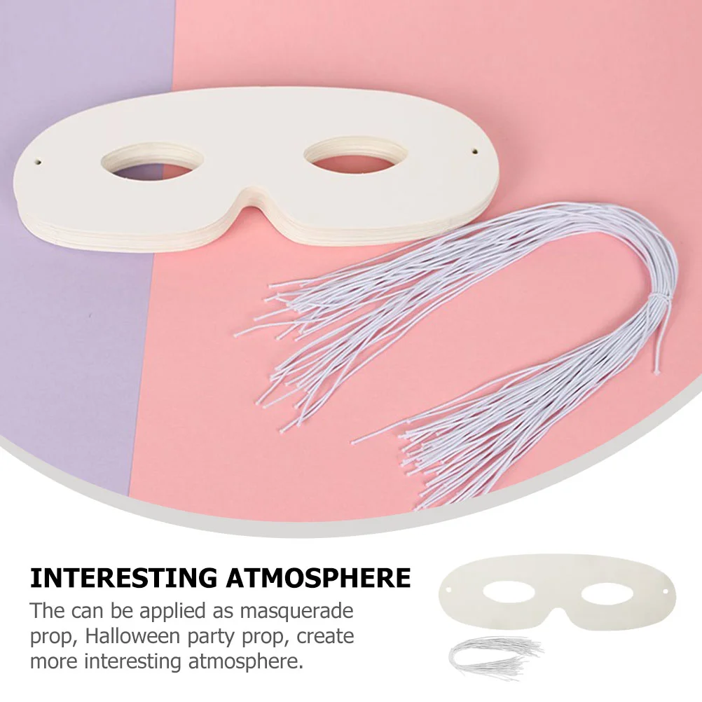 40 Sets DIY Mask Halloween Costume Cosplay Unpainted Masquerade Masks Decor Props Supply Party Paper White Women's Costumes