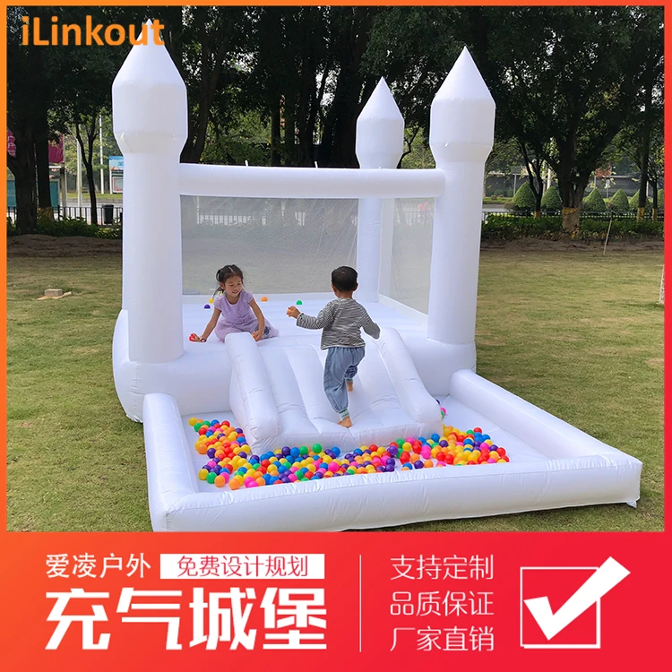 Indoor white children inflatable home castle small European and American birthday party wedding trampoline trampoline toy