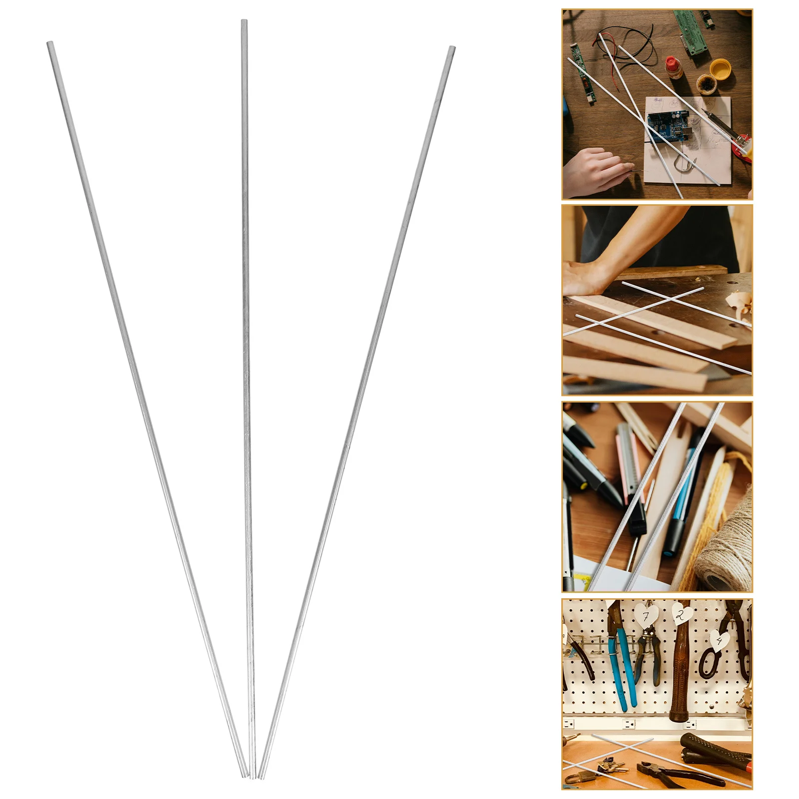 

3pcs Aluminum Rods 6Mm Diameter Round Bars For Diy Cars Ships Planes Craft Making Hollow Aluminum Rods Kit Teaching Equipment