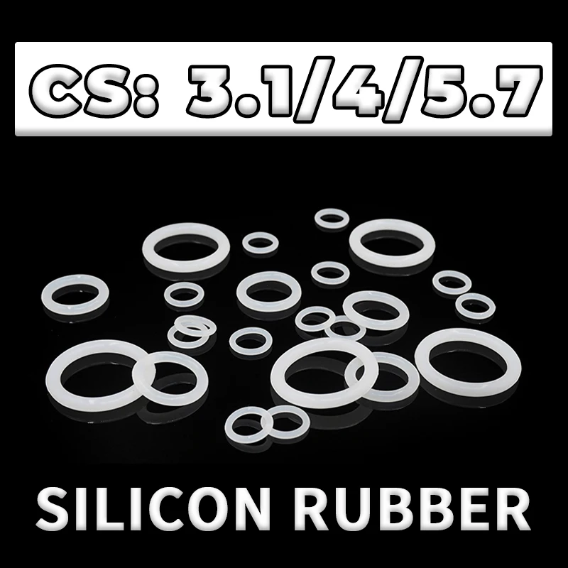 Thickness CS3.1/4/5.7mm White VMQ O-ring Cross Section Silicon Rubber Sealing Gasket Rubber Washer Wholesale in Specifications
