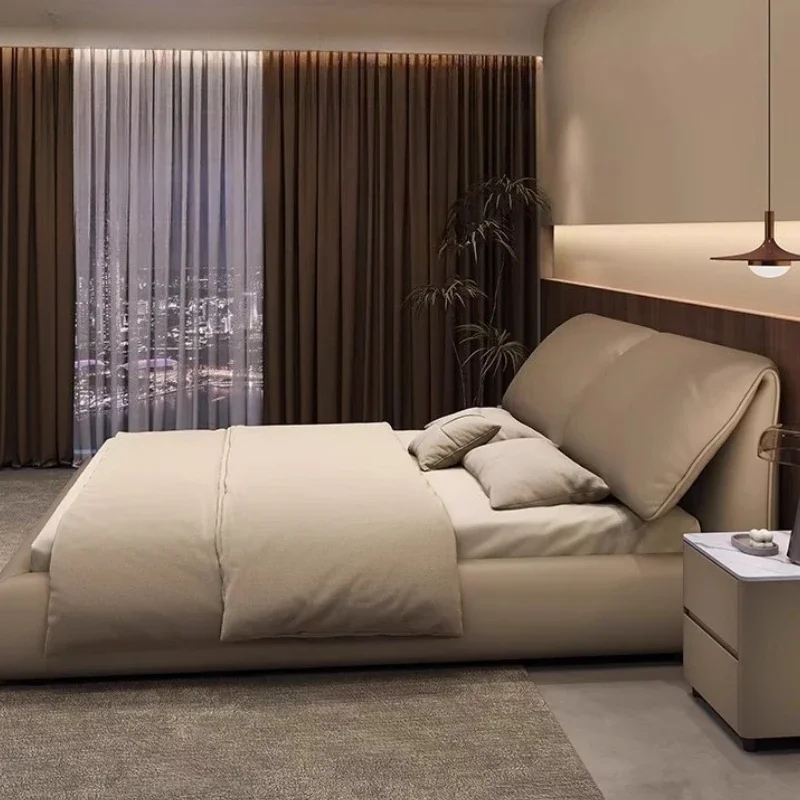 150 سنتيمتر 180 سنتيمتر غرفة نوم سرير الإيطالية الخفيفة الفاخرة الحديثة البساطة سرير مزدوج إطار سرير مزدوج مع تخزين الجلود سرير كامل الحجم