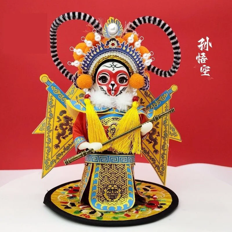 

Traditional Chinese Peking Opera Doll Handmade Resin Silk Q Version Chinese Opera Character Collectible Cultural Souvenir