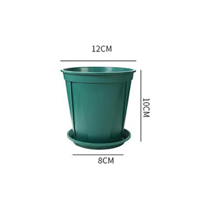 5pcs 12cm Nursery Pots Resin Plant Flower Pot Veg Planter Home Garden Decoration Tools With Tray Drainage Holes