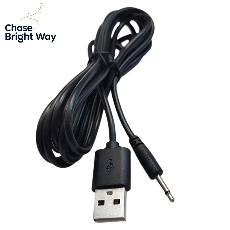 USB to AUDIO DC 2.5mm Charging Cable Vibrator Charger Cord for Rechargeable Wand Massager(Black 24AWG)