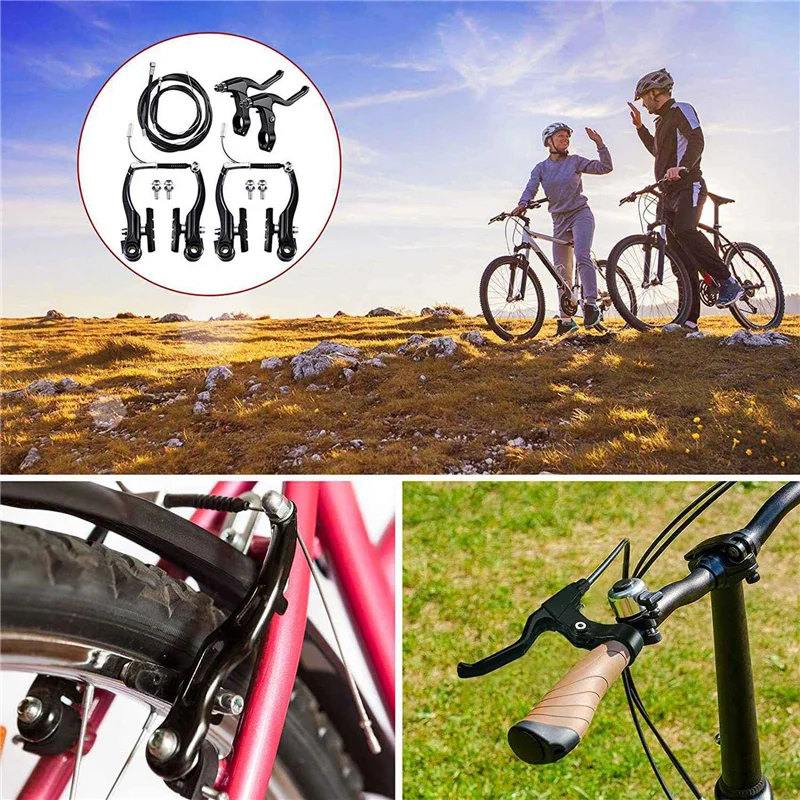 

B72A 2X Полный комплект Mtb для горного велосипеда, V-тормоз + внешние тросы + рычаг + передний и задний тормозной трос, аксессуары для велосипедных тормозов