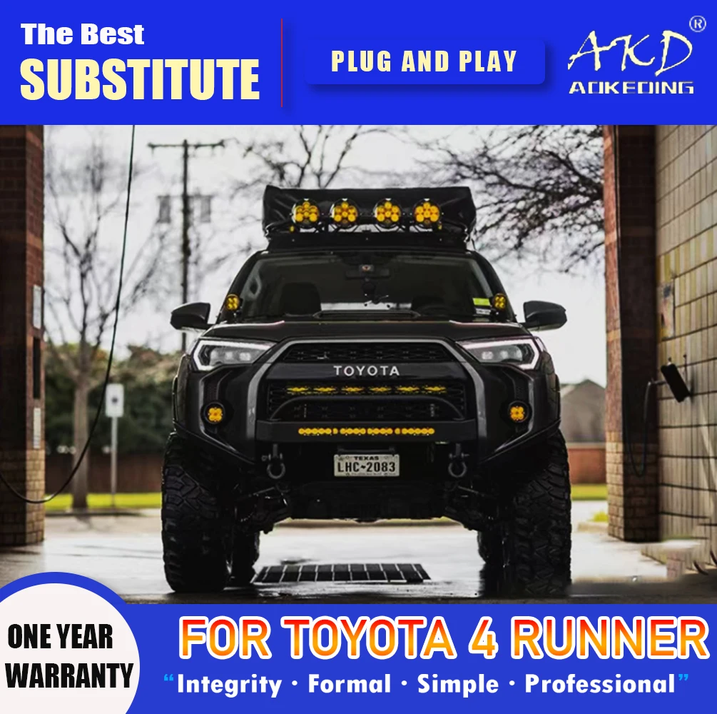 AKD-faros delanteros LED para Toyota 4runner, focos DRL, señal de giro, haz alto, Ojo de Ángel, lente de proyector, 2013-2019