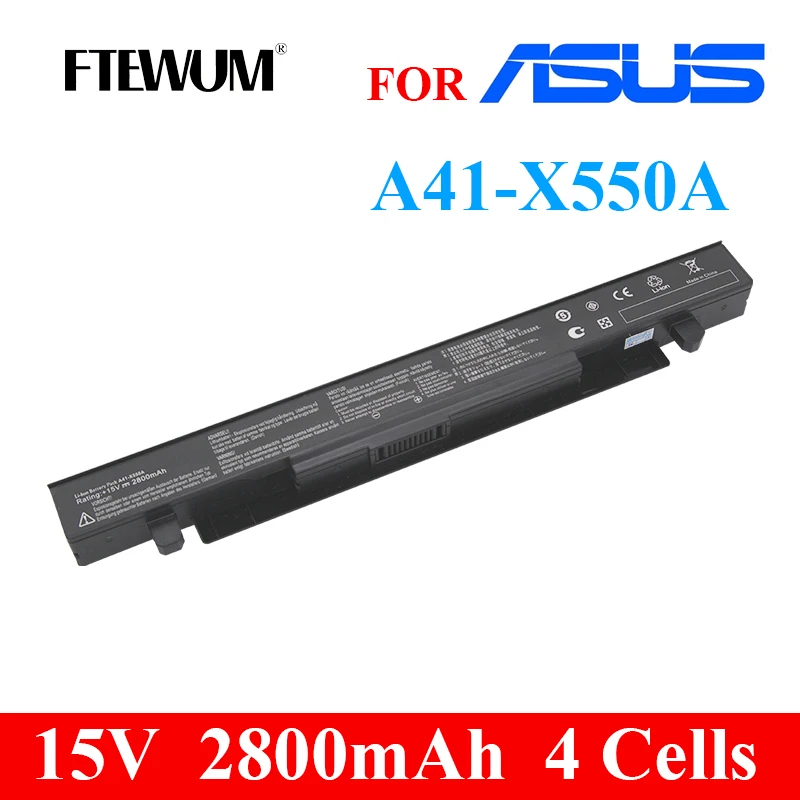 

Laptop Battery 4 Cells 15V 42Wh 2800mAh A41-X550 For ASUS X450 X450C X550 X550B X550C X550CA X550V X452EA X452C A550 F450 F550