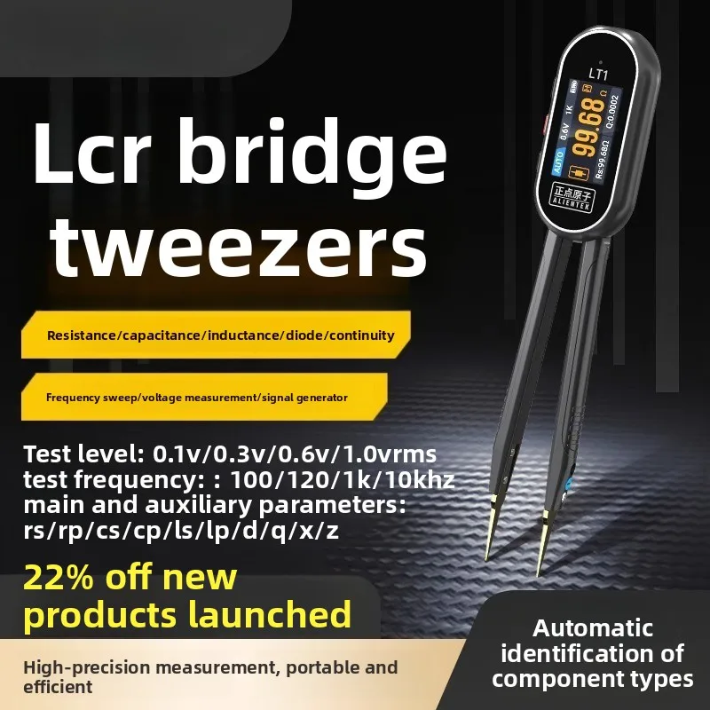 LT1 Intelligent Digital Bridge Tweezers LCR Resistance Inductor Capacitance Component Tester Multimeter
