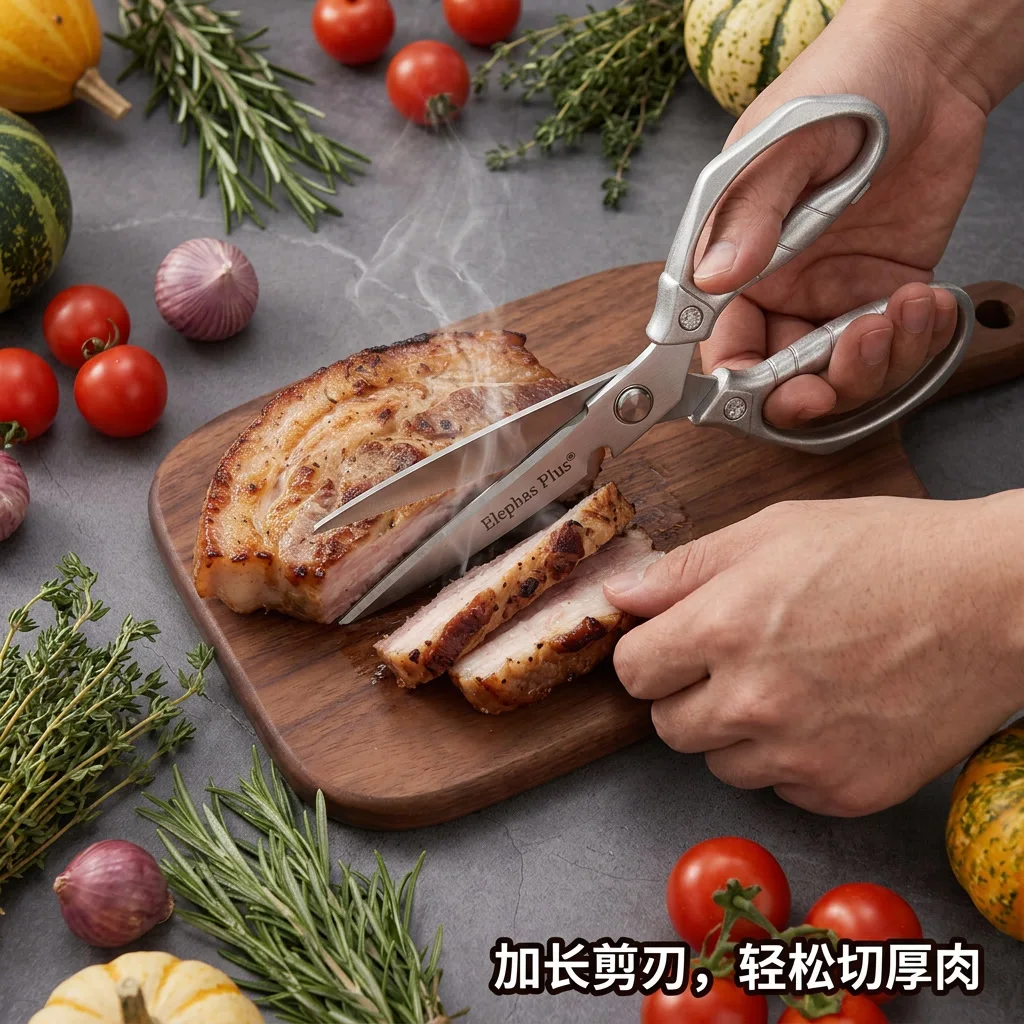 Heavy Duty Kitchen Scissors Stainless Steel Food Scissors MultiPurpose Scissors For Chicken, Meat, Fish Vegetables,Extended Edge