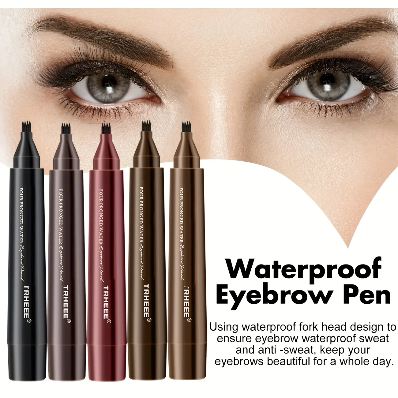 Natural Look Four-Pronged Eyebrow Pencil Waterproof Smooth Hairline Simulation Makeup Tool for Clear Eyebrow Definition