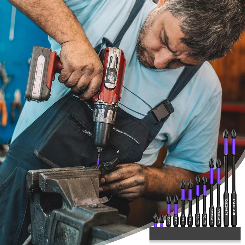 تأثير مغناطيسي فيليبس بت المضادة للانزلاق مفك طويل بت مجموعة عرافة عرقوب الصليب شنيور يعمل بالبطارية بت لحفر الطاقة