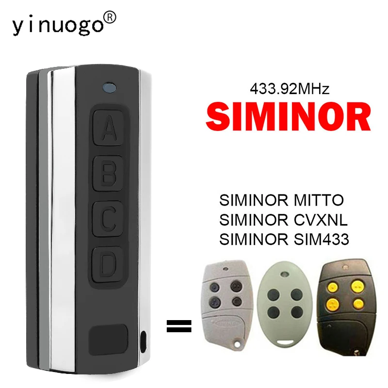 

SIMINOR SIM433 CVXNL MITTO Garage Door Opener Remote Control 433.92MHz Rolling Code Wireless Transmitter