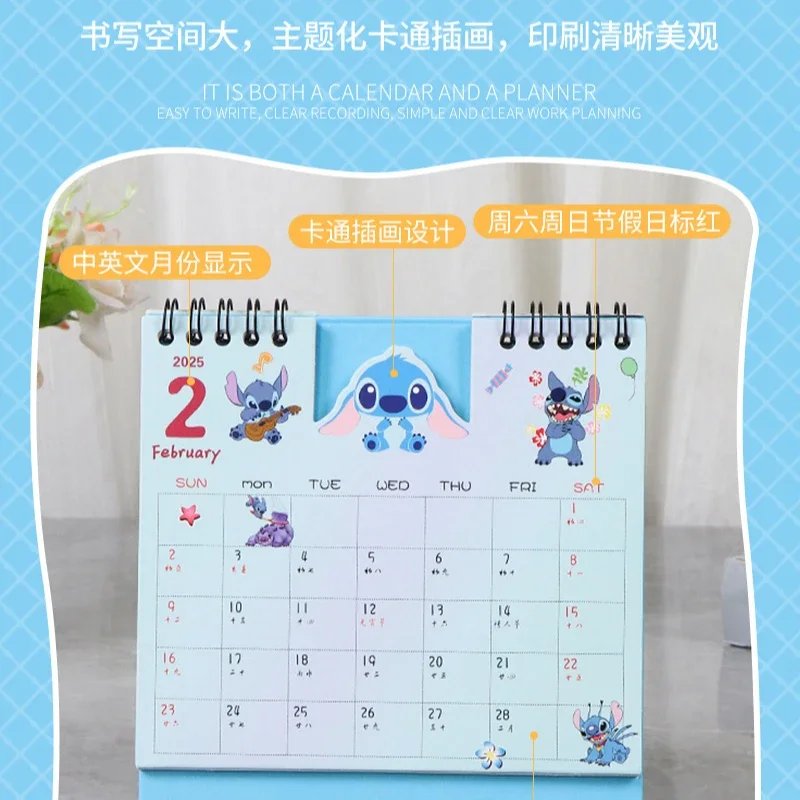 2025 Disney Stitch Desktop-Kalender, Anime, niedlicher täglicher Monatsplaner, Zeitplan, jährliche Agenda, Kalender, Ornament