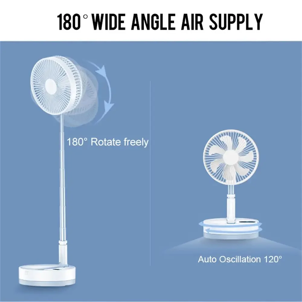 10800mAh Folding Portable Fan USB Remote Control Air Cooler Silent Rechargeable Wireless Floor Standing Fan for Camping Desk