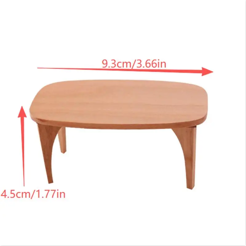 Cute Dollhouse Miniatures Cherry Wood Coffee Table Desk Model Mini Furniture Ornaments Kids Pretend Play Toy DIY Accessory Gifts