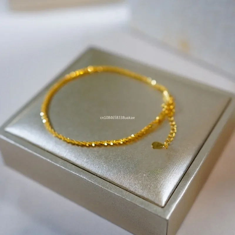 Pulsera brillante De Color dorado Para Mujer, brazalete De boda, joyería fina, regalo, no se decolora, Pulsera De Cuero Para Mujer