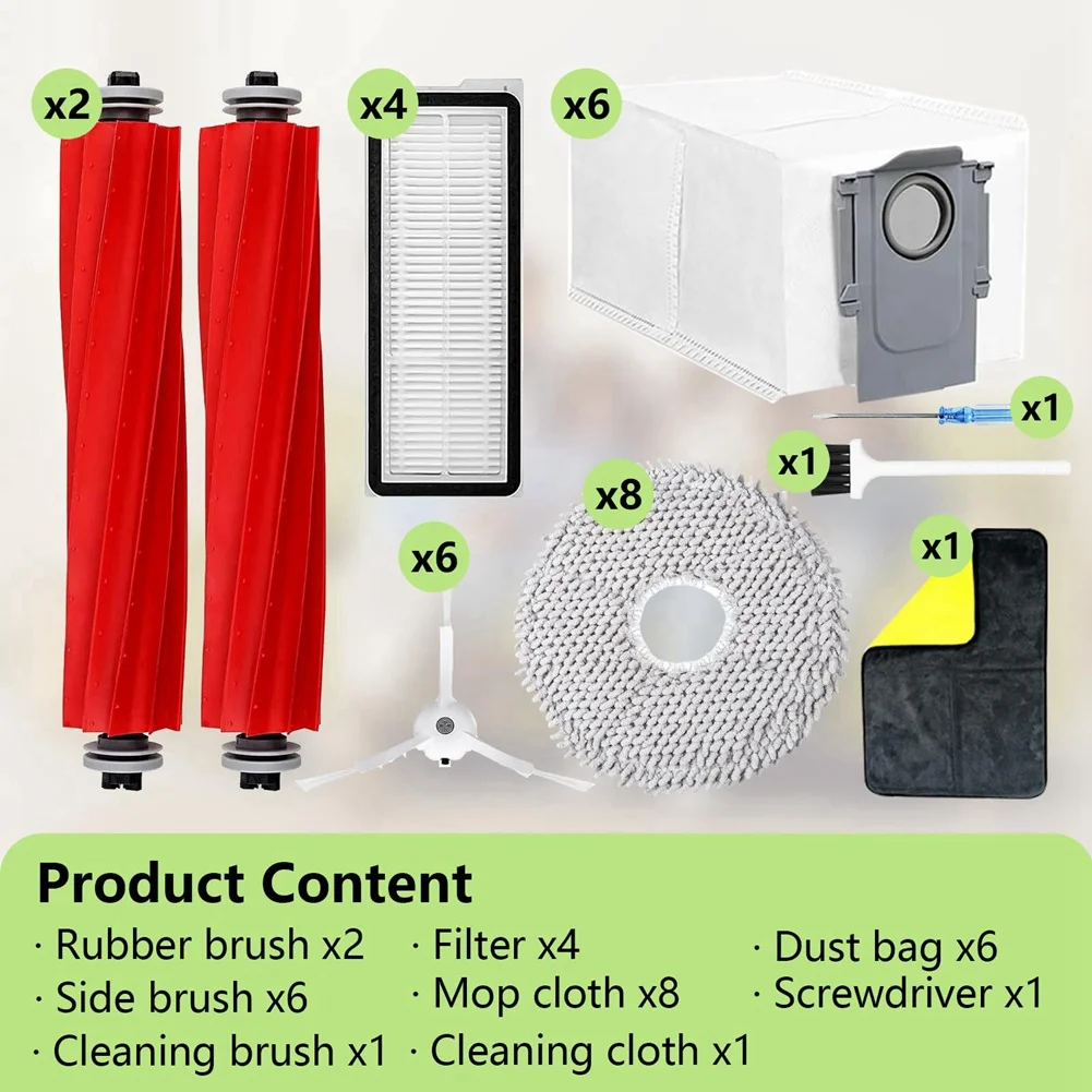مجموعة قطع غيار ABRG للمكنسة الكهربائية Roborock Qrevo Pro MaxV، 29 قطعة بما في ذلك الفرش والمرشحات ومنصات الممسحة وما إلى ذلك.