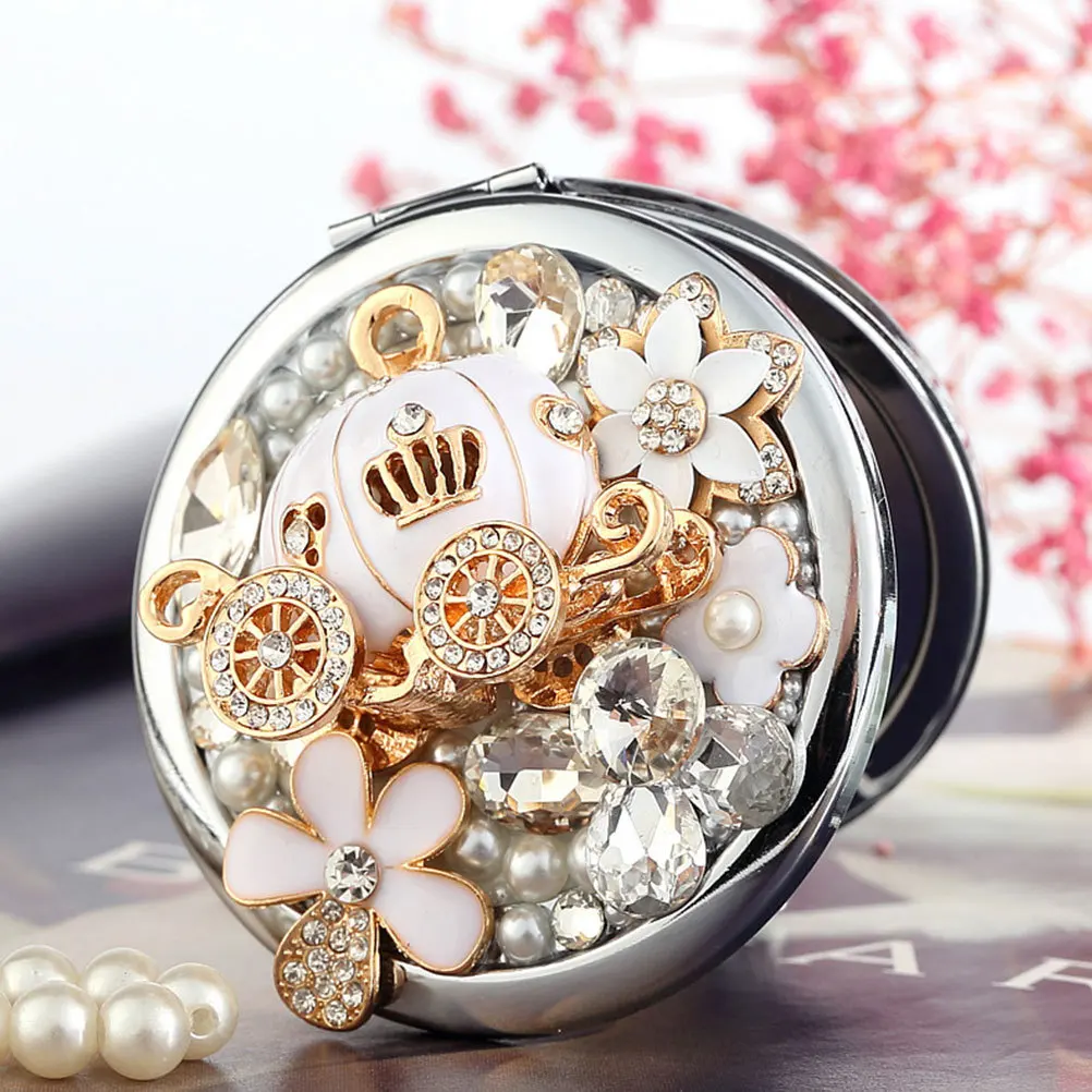 1 stuks draagbare dubbelzijdige metalen make-upspiegel compact stijlvol cosmetica hulpmiddel voor vrouwen meisjes make-upspiegel vrouwelijk cadeau