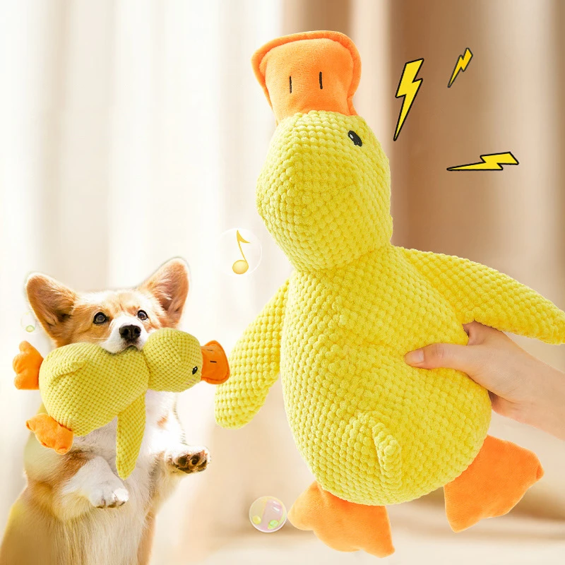 

Cute Washable Sound Dog Toy Soft Bite Resistant Cartoon Yellow Duck Chewable Teeth Grinding Sleeping Pet Plush Toy Hund Zubehör