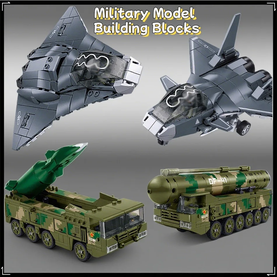 Sluban Military Building Blocks Set Ballistic Missile Vehicle & Stealth Fighter Model Bricks STEM Educational Toys For Children