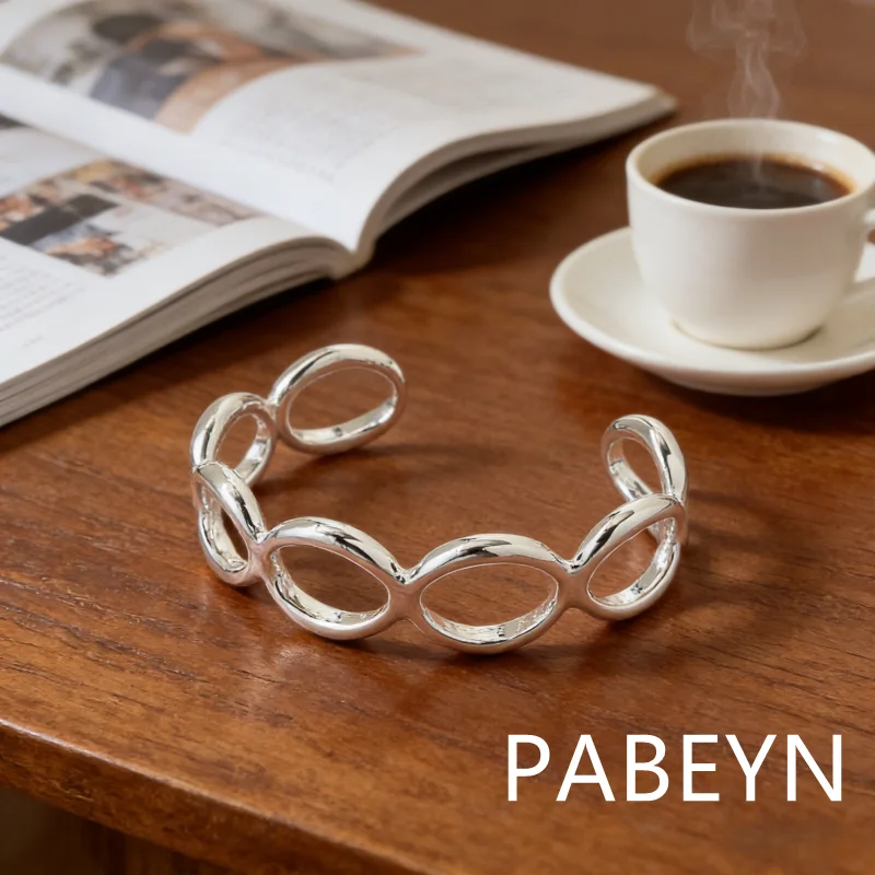 925 Sterling Silver Stylish Simple Seven O Bracelet Birthday Party Anniversary Gift Daily Wear