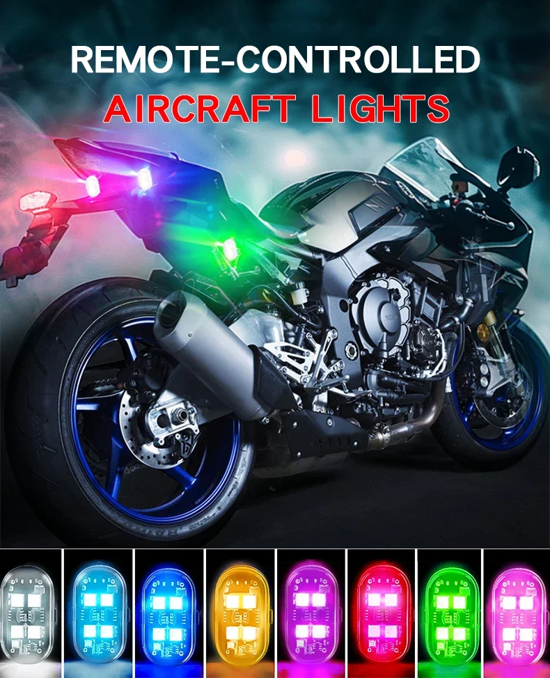 ضوء لاسلكي للطائرات طائرة هليكوبتر تحذير أضواء RGB Led أضواء ستروب أضواء دراجة نارية LED فلاش مع شحن USB