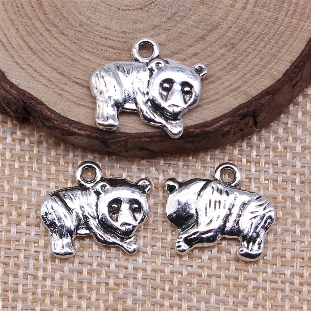 10Pcs 14x17mm Alloy Charm Panda Animal Pendant Crafts EF3838