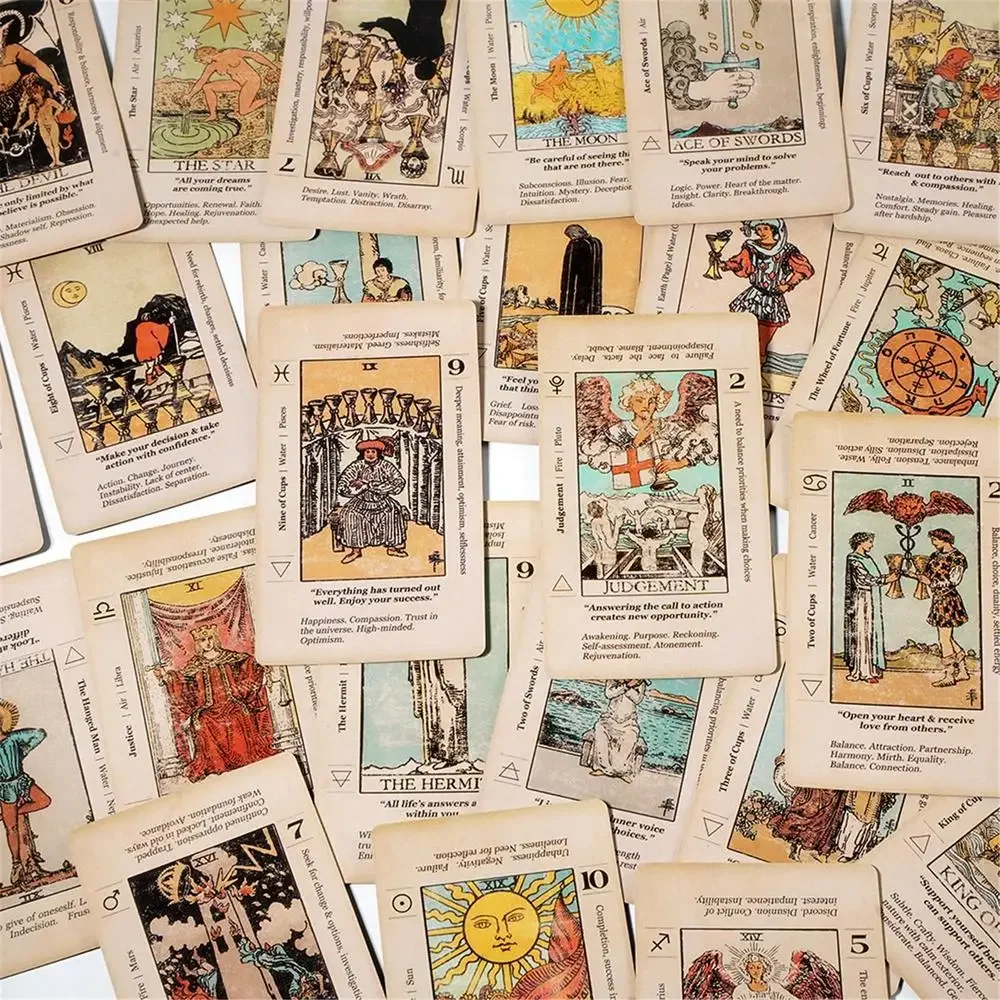 Meaning Tarot Card For Beginner Tarot, Keyword Antiqued Tarot Deck, 78 Cards Fortune Telling Game Divination Tools