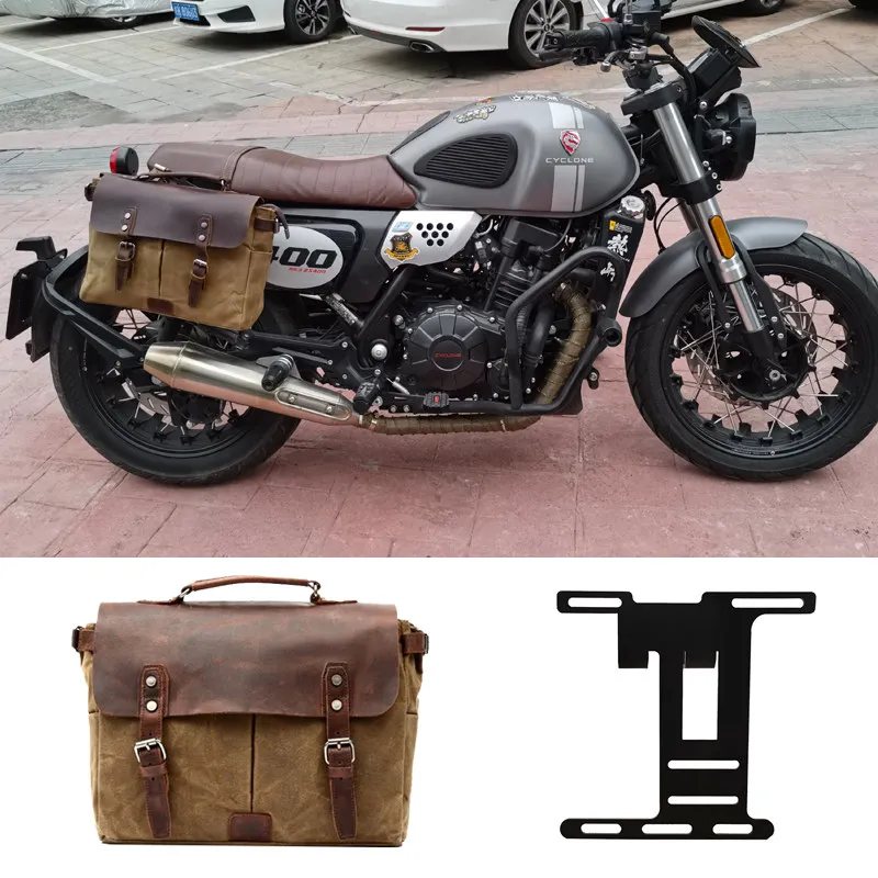 【Premium】For Cyclone RE3 side bag, riding bag, retro modified parts, anti-scratch edge frame, motorcycle tail canvas hanging bag