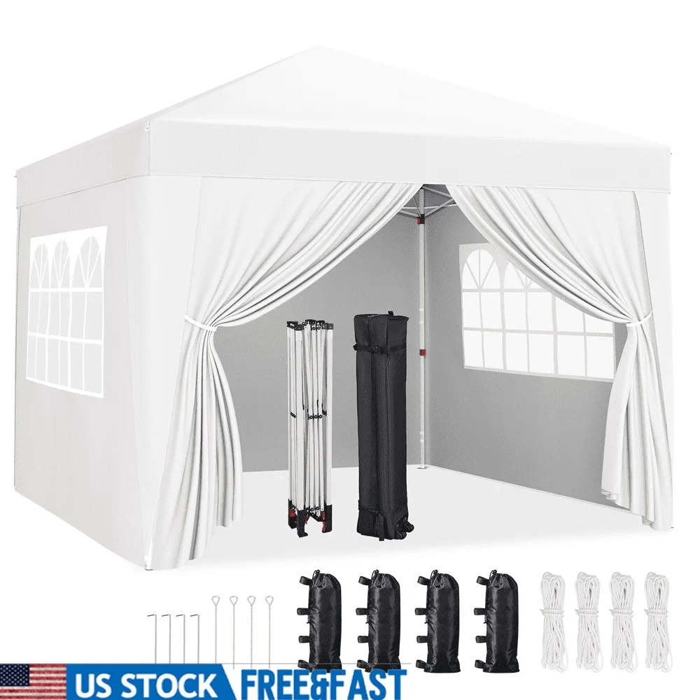 

10x10 Up Canopy Tent Waterproof with 4 Sidewalls Portable Folding Shelters Outdoor Events Parties Beach Backyard