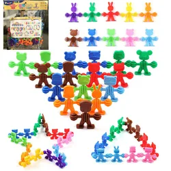 Bear Rabbit Bunny Zoo Animal Inserting Block Plastic Puzzle Toy Preschool Learning Intelligence Assemble Game Boy Girl Gift Bag