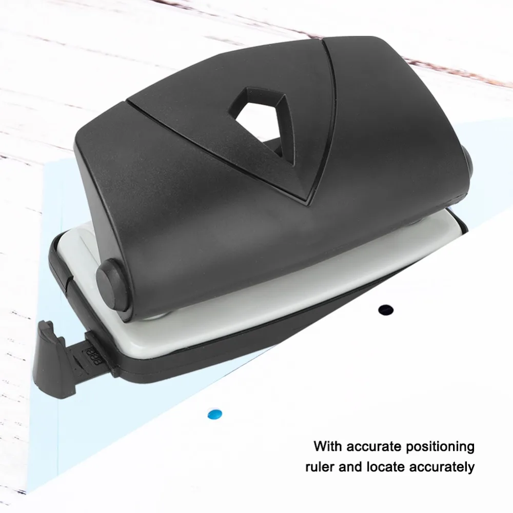 2 Hole Hole Slot Puncher Black Convenient 2 Hole Puncher with Positioning Ruler Practical 2 Hole Paper Punch Paper Punching