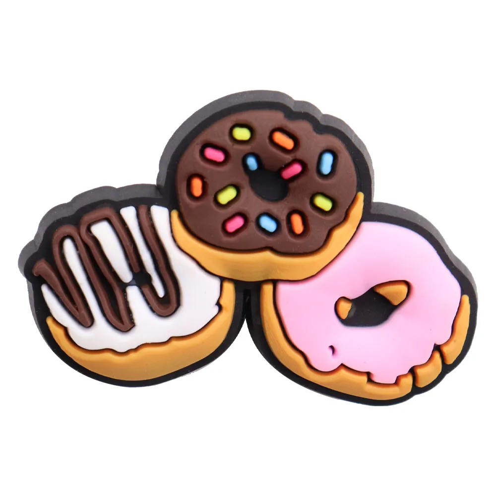 1/30 個ドーナツコーヒー食品靴チャームミックス卸売 PVC 装飾バックルサンダル靴用取り外し可能な防水クリスマスギフト