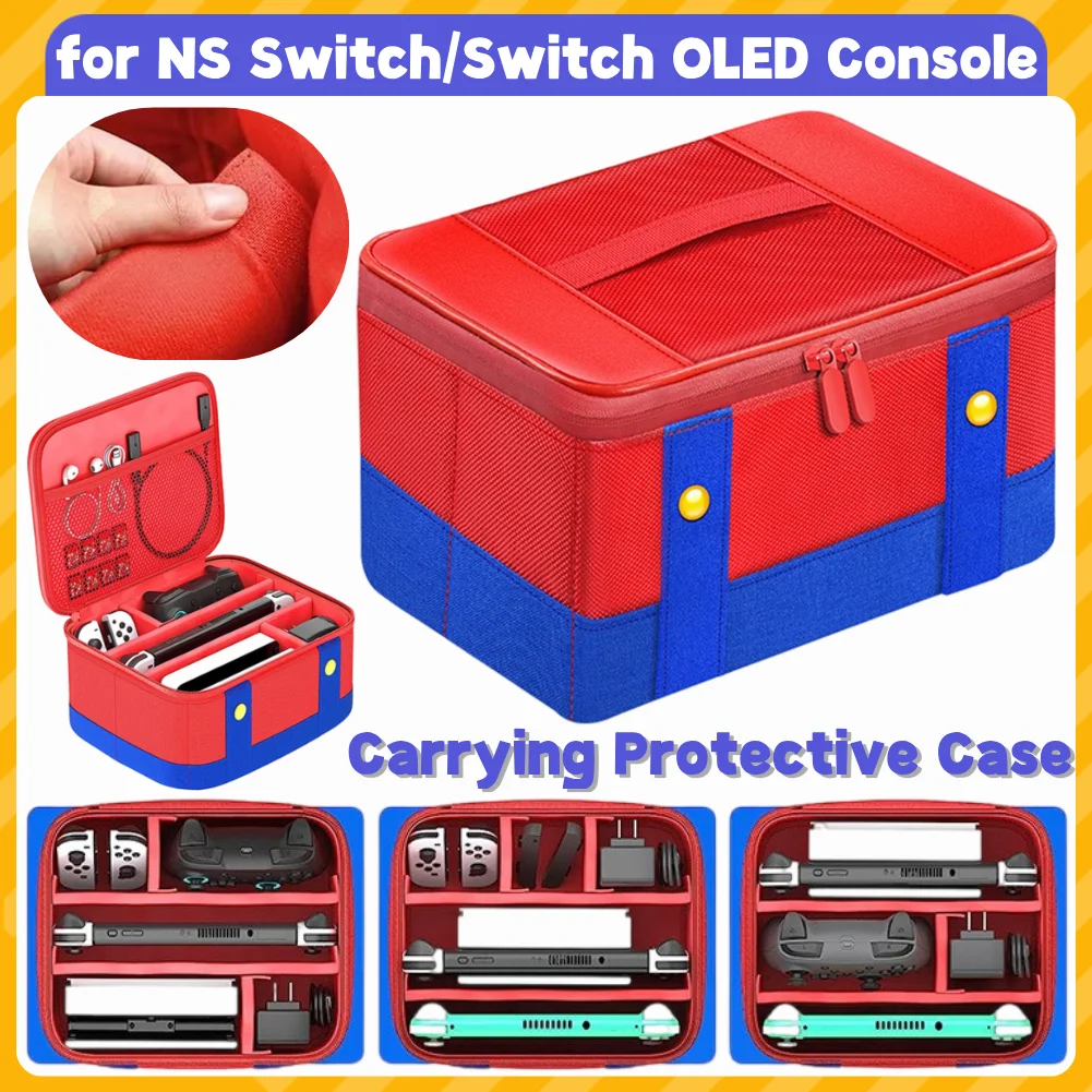 

Чехол для переноски Nintendo Switch/OLED, контроллеров Pro, большой водонепроницаемый дорожный защитный чехол-сумка для хранения и транспортировки