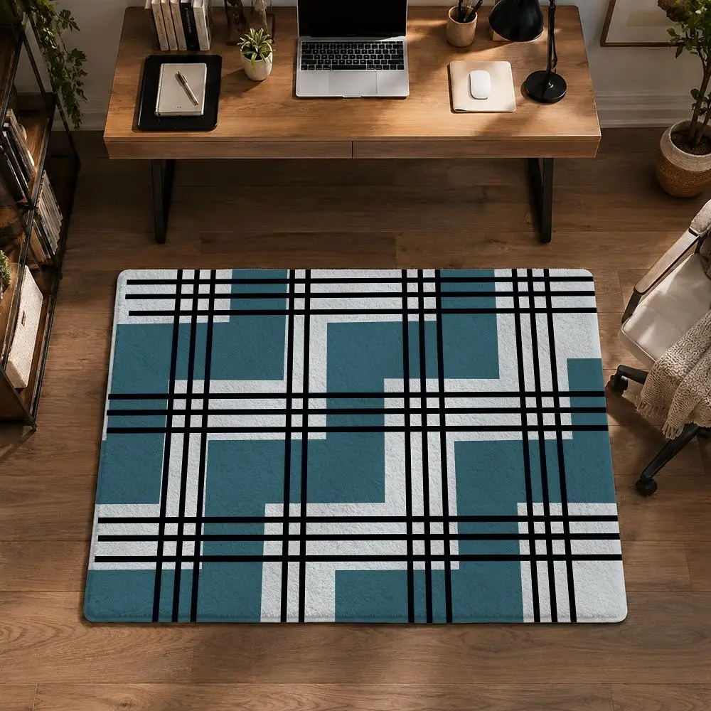 Advanced Line Pattern Floor Mat Flannel Non-Slip Washable Soft Rug For Bathroom Kitchen Bedroom Living Room Home Decor