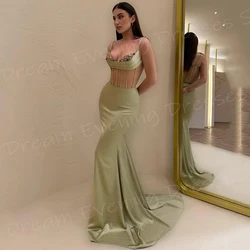 2025 Classic Green Women's Mermaid Evening Dresses Sexy Spaghetti Straps Customized Prom Gowns Formal Party Vestido Festas Luxo