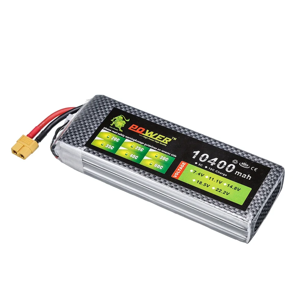 Ultra-high Capacity Lion Power 11.1V 10400mAh Lipo Battery 30c to 40c T/XT60 Plug For Boat Car Quodcopter Parts 3S For RC Toys
