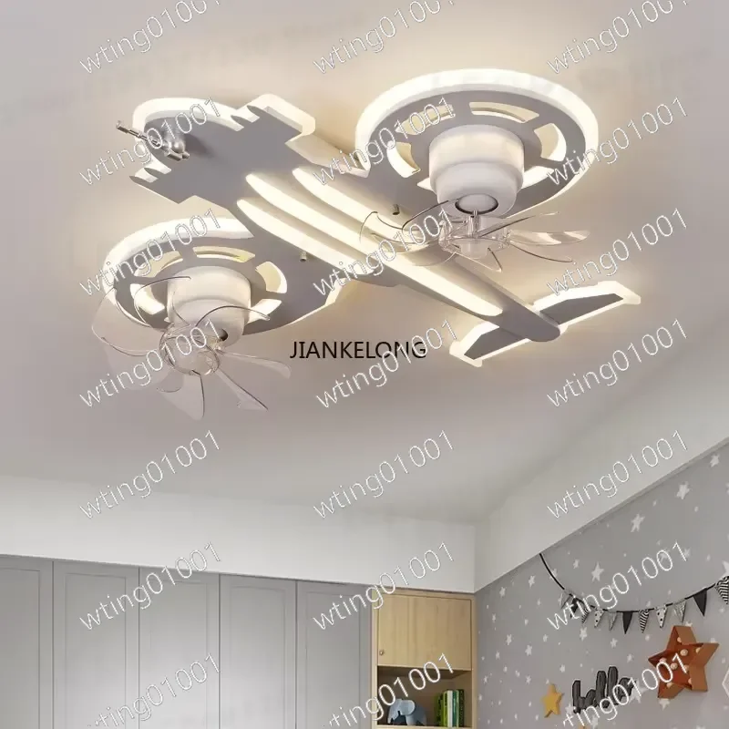 for Nordic Style Ceiling Fan with LED Light Remote Control Modern Electric Air Cooling Fixture for Bedroom Dining Room Indoor
