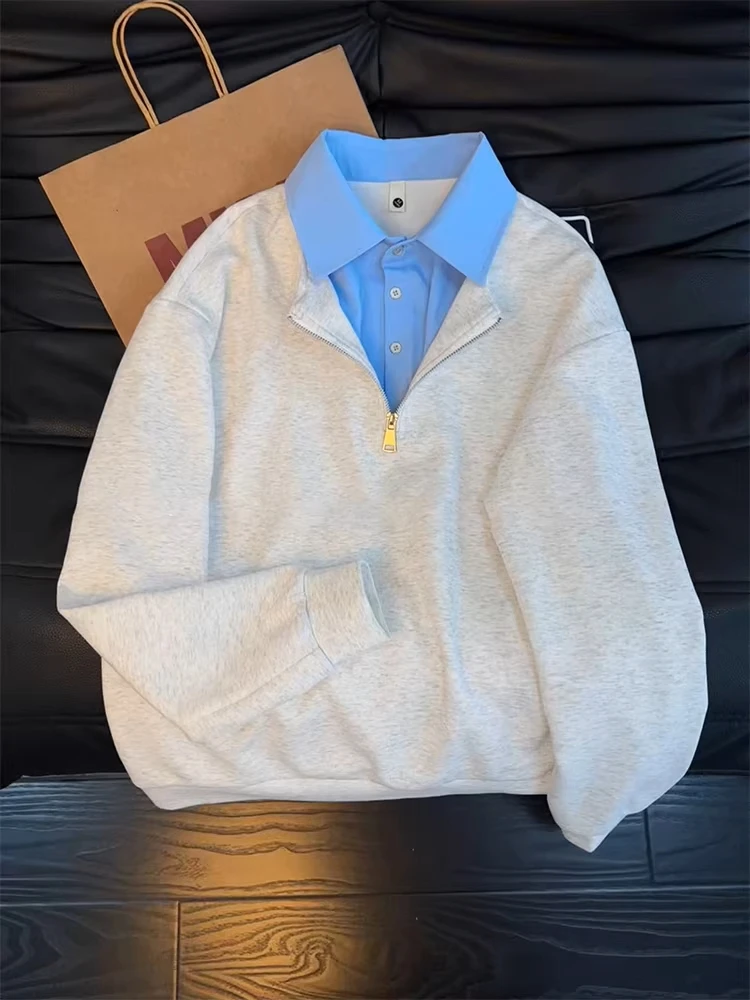 

Men's Long Sve Sweatirt irt Casual Sle Color Blo Design Comfortable Cotton Polyester Blend Spring Faion